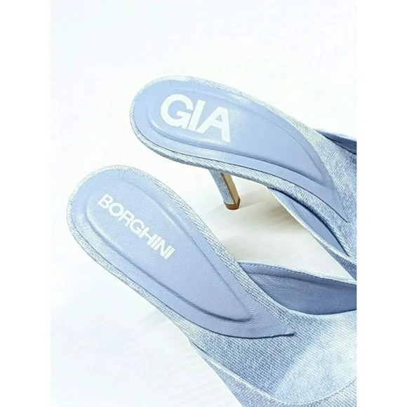 Gia Borghini Perni 04 Women's Denim High Heels Mules Size 38 IT (MSRP $615) - Picture 6 of 10